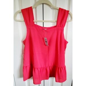 Loft PM Ann‎ Taylor Women's Orange Ruffle Hem Cami Tank Top Blouse Babydoll NWT